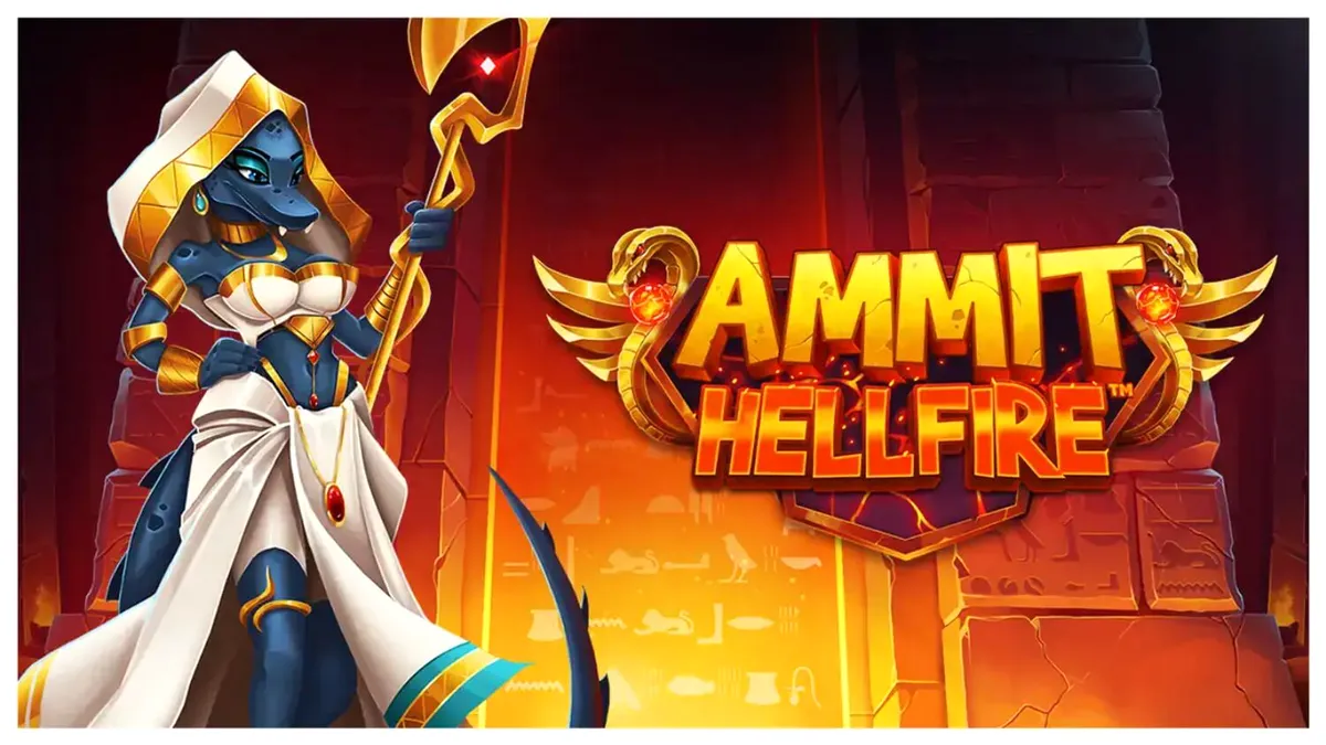 Ammit Hellfire slot game interface featuring the Egyptian goddess