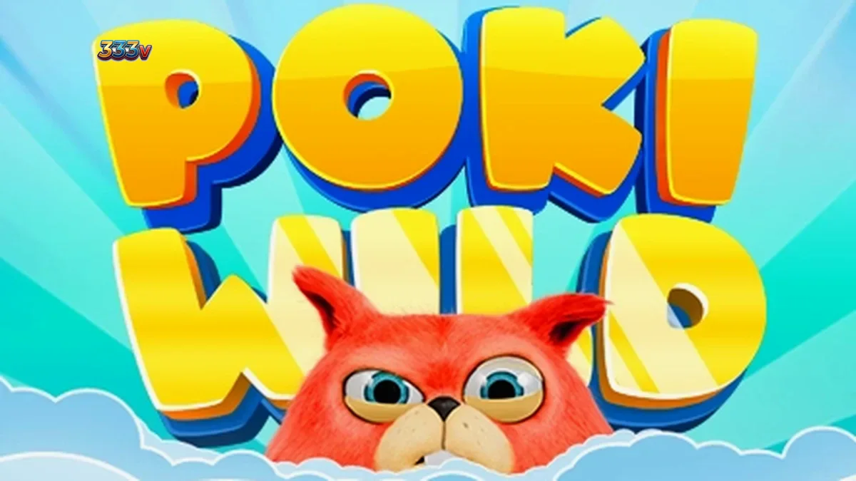 Tampilan layar permainan slot Poki Wild dengan desain gulungan yang cerah